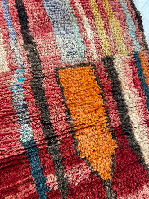 Moroccan Boujaad rug – Vintage wool Berber rug – Boujaad Berber rug - wool Berber rug – Beni Ourain area rug - Living room rug - 9.8 x 6.3 ft rug - handmade rugs