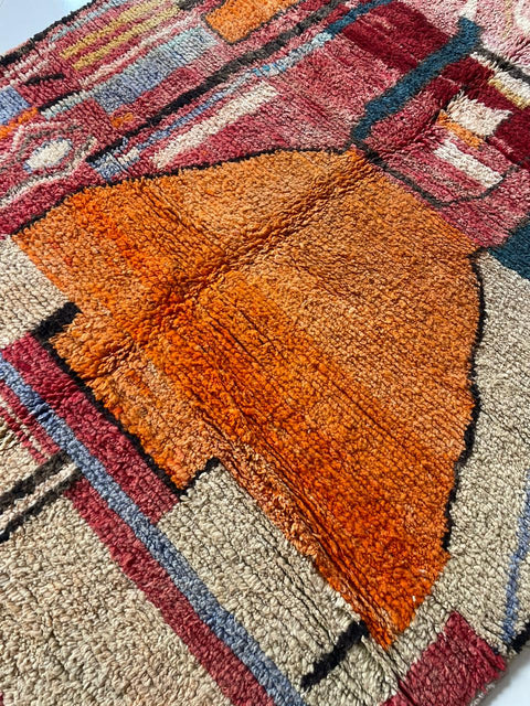 Moroccan Boujaad rug – Vintage wool Berber rug – Boujaad Berber rug - wool Berber rug – Beni Ourain area rug - Living room rug - 9.8 x 6.3 ft rug - handmade rugs