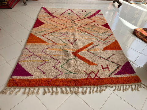 Moroccan rug – Vintage wool Berber rug – Colorful Berber rug - wool Berber rug – Boujaad area rug - Living room rug - 9.8 x 6.7 ft rug - handmade rugs