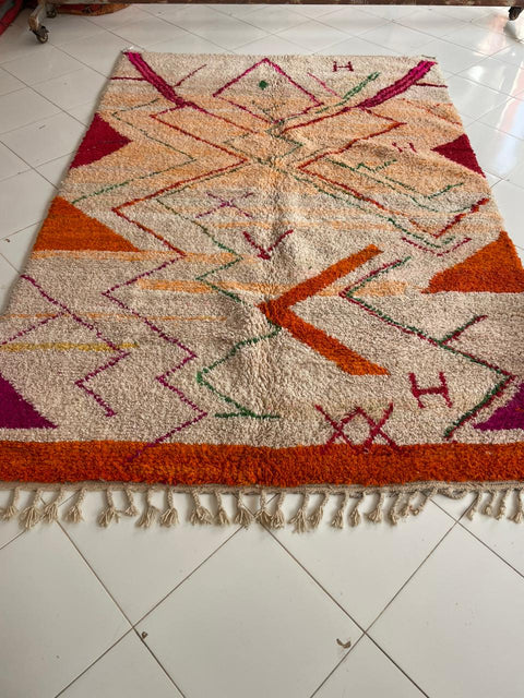 Moroccan rug – Vintage wool Berber rug – Colorful Berber rug - wool Berber rug – Boujaad area rug - Living room rug - 9.8 x 6.7 ft rug - handmade rugs