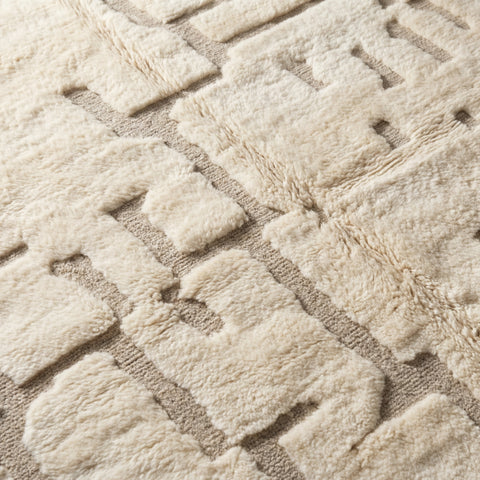 White Grid Modern Handmade Moroccan Rug - Custom Living Room Area Beni Rugs