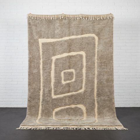 Taupe Handmade Moroccan Rug - Custom Living Room Area Beni Rugs