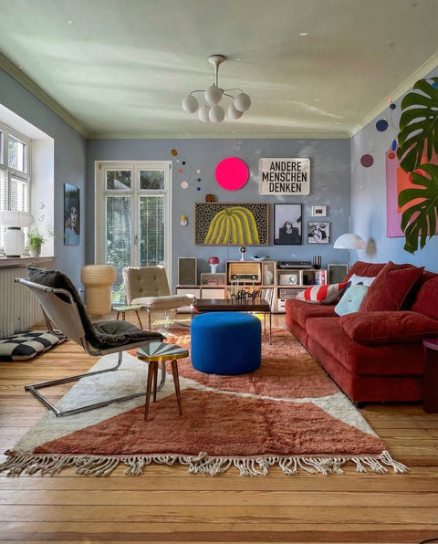 Terracotta Handmade Moroccan Rug - Custom Living Room Area Beni Rugs