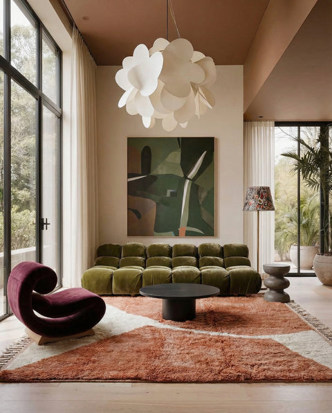 Terracotta Handmade Moroccan Rug - Custom Living Room Area Beni Rugs