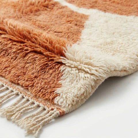 Terracotta Handmade Moroccan Rug - Custom Living Room Area Beni Rugs