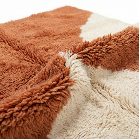 Terracotta Handmade Moroccan Rug - Custom Living Room Area Beni Rugs