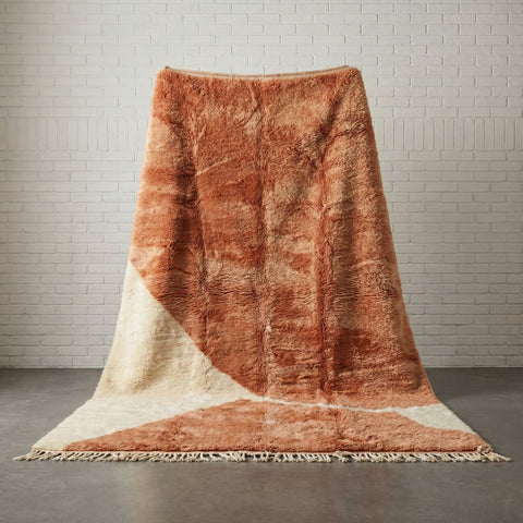 Terracotta Handmade Moroccan Rug - Custom Living Room Area Beni Rugs