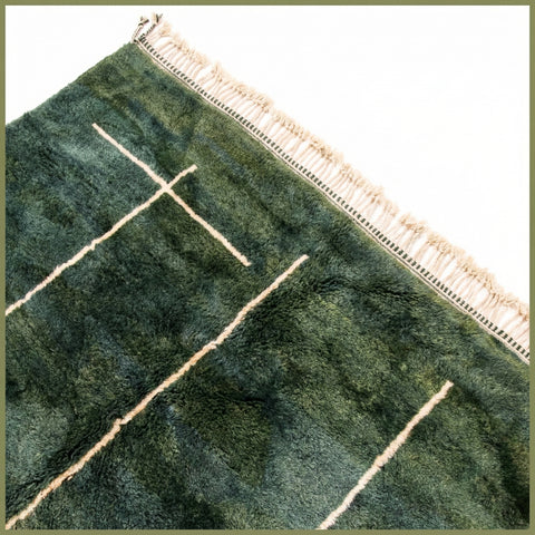 Green Handmade Moroccan Rug - Custom Living Room Area Beni Rugs