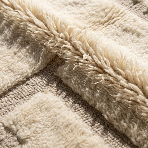 White Grid Modern Handmade Moroccan Rug - Custom Living Room Area Beni Rugs