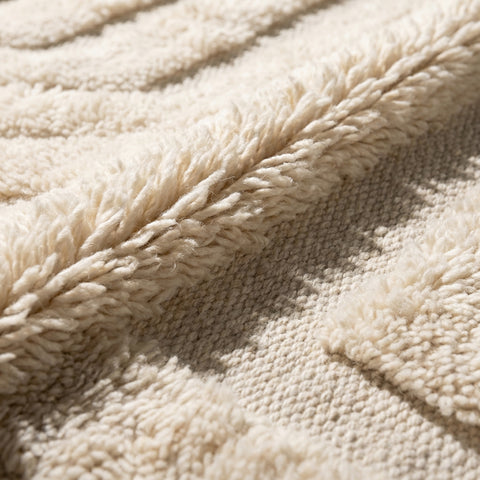 White Grid Modern Handmade Moroccan Rug - Custom Living Room Wool Area Beni Rugs