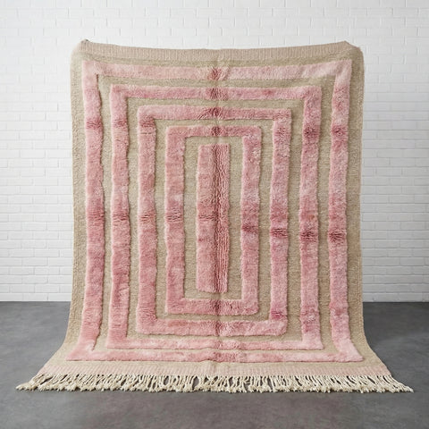 Pink Handmade Moroccan Rug - Custom Living Room Area Beni Rugs