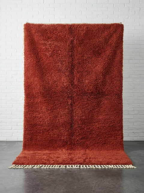 Burgundy Red Wool Moroccan Rug – Handmade Moroccan Berber Carpet, Tribal Floor Decor