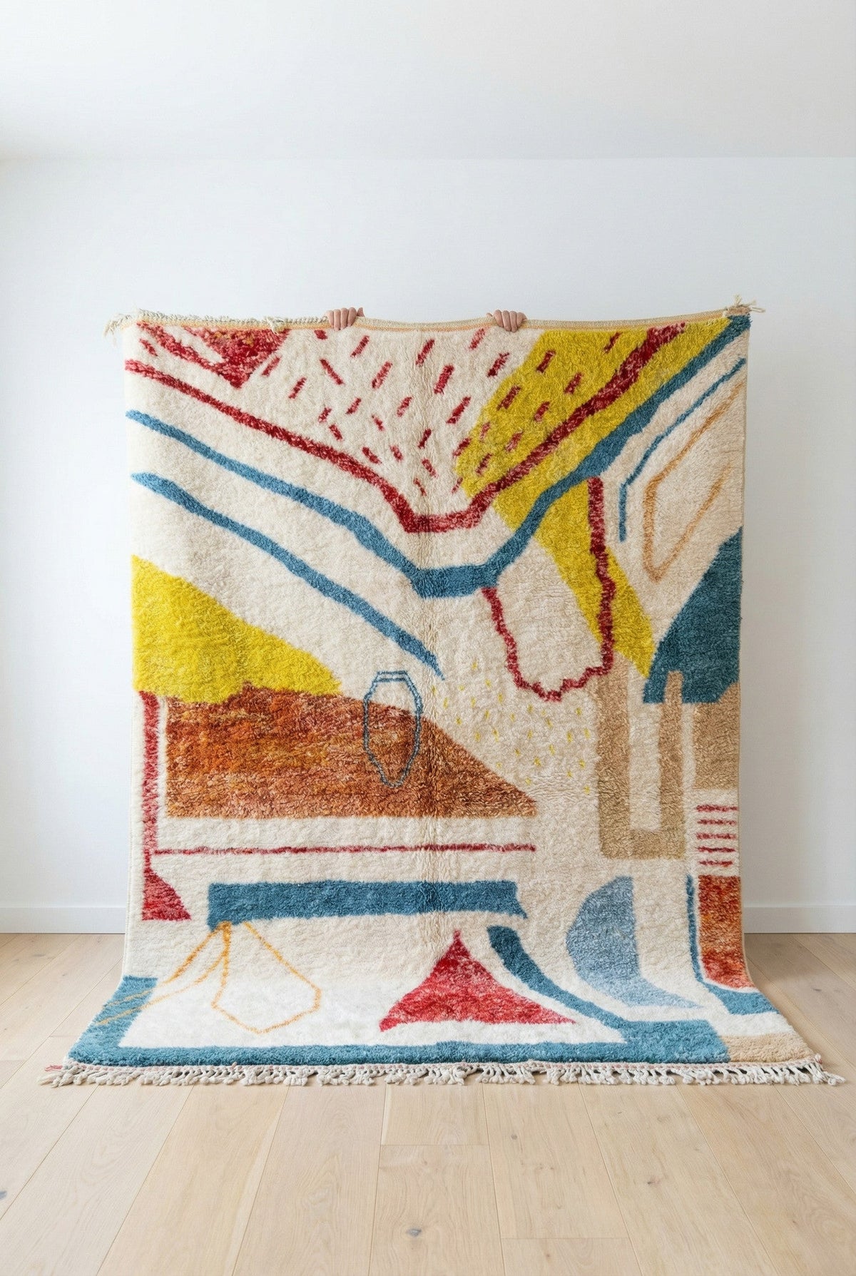 Abstract Colorful Geometric Curves Custom Moroccan Rug - Africancreates