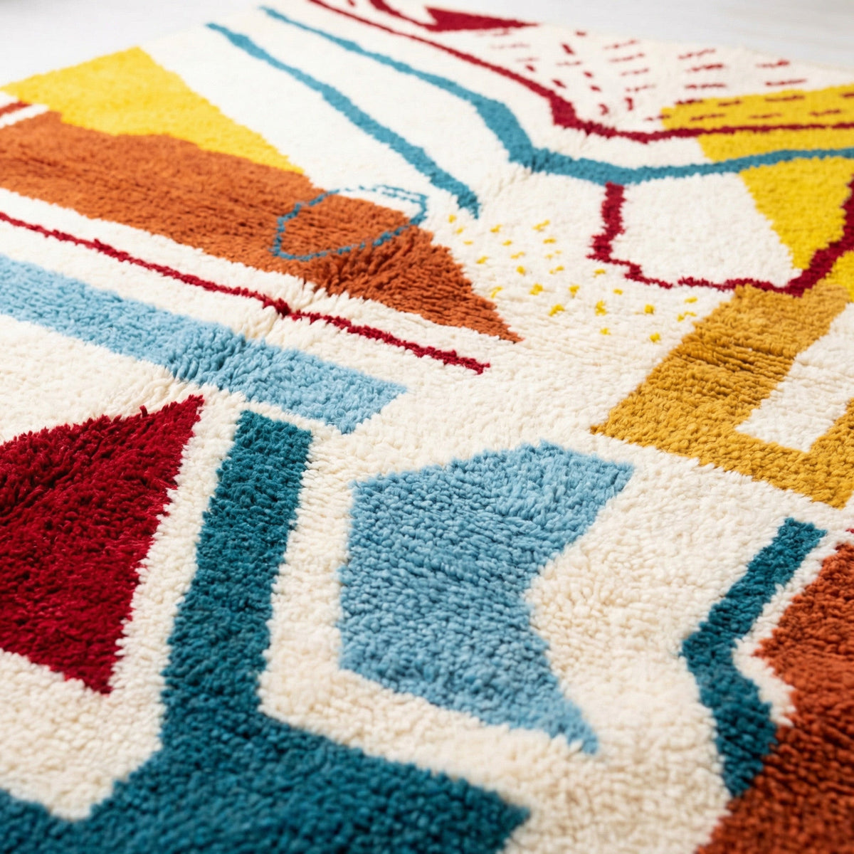 Abstract Colorful Geometric Curves Custom Moroccan Rug - Africancreates