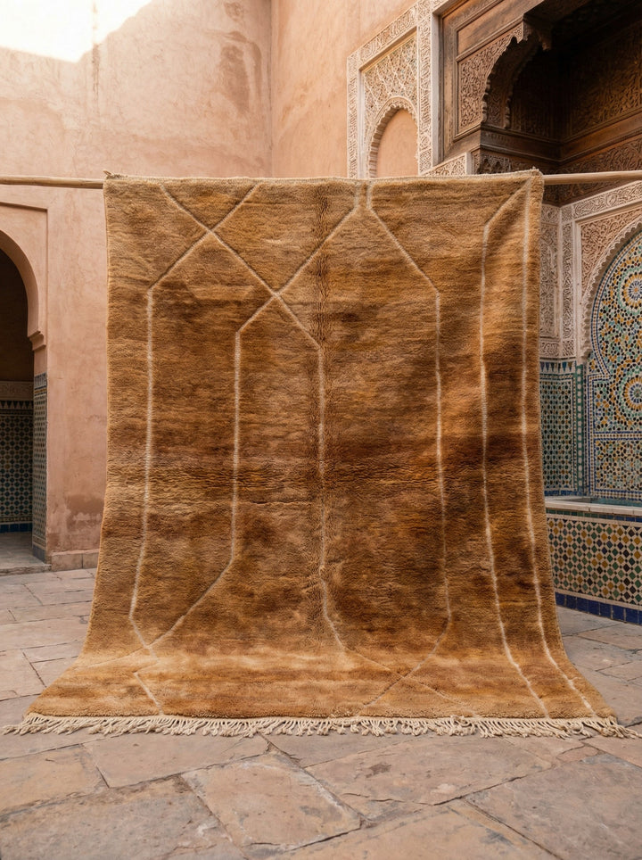 Amber & Cream Outlined Diamond Trapezoid Custom Moroccan Rug - Africancreates