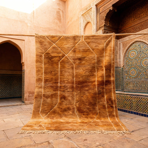 Amber & Cream Outlined Diamond Trapezoid Custom Moroccan Rug - Africancreates