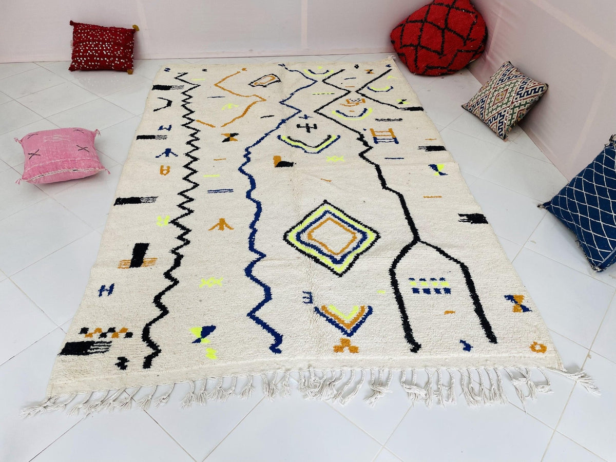 Azilal Moroccan Rug, Handmade azilal Rug, Authentic Moroccan Rug, Abstract Berber Rug, multicolor Wool Rug, Sheep Wool Rug, Bohemian Rug. - Africancreates