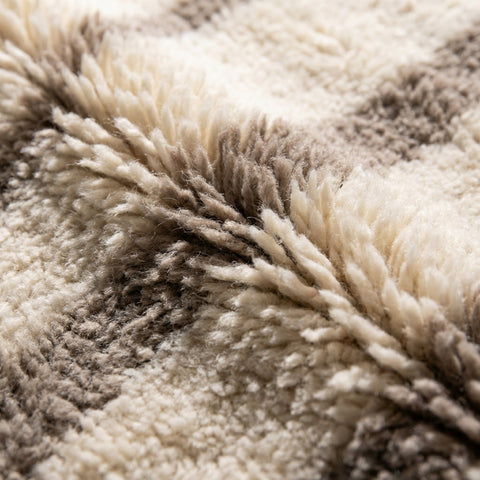 Lifestyle shot of a spacious living room featuring the beige taupe rug with natural light.
