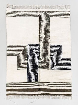 Black stripes Modern contemporary design Beni Ourain Berber area Moroccan Mrirt 8x10 rugs | wool handmade Moroccan 9x12 rugs - Africancreates