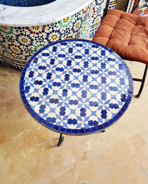 Blue Emerold Moroccan mosaic table | Bistro table | Arabic Table | Tea table | chocolate Oriental table |moroccan table design - Africancreates