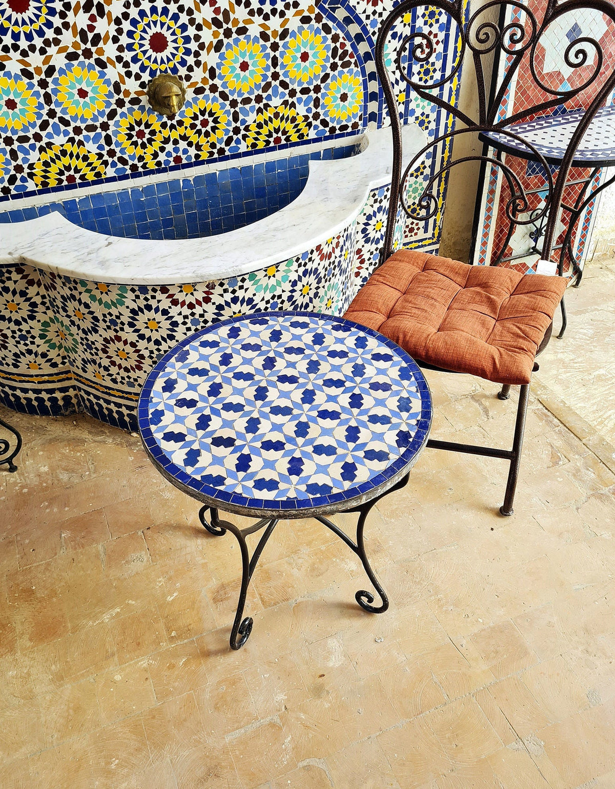 Blue Emerold Moroccan mosaic table | Bistro table | Arabic Table | Tea table | chocolate Oriental table |moroccan table design - Africancreates