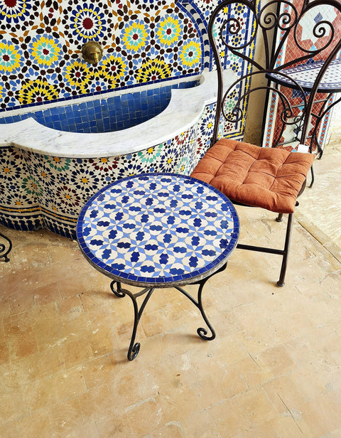 Blue Emerold Moroccan mosaic table | Bistro table | Arabic Table | Tea table | chocolate Oriental table |moroccan table design - Africancreates