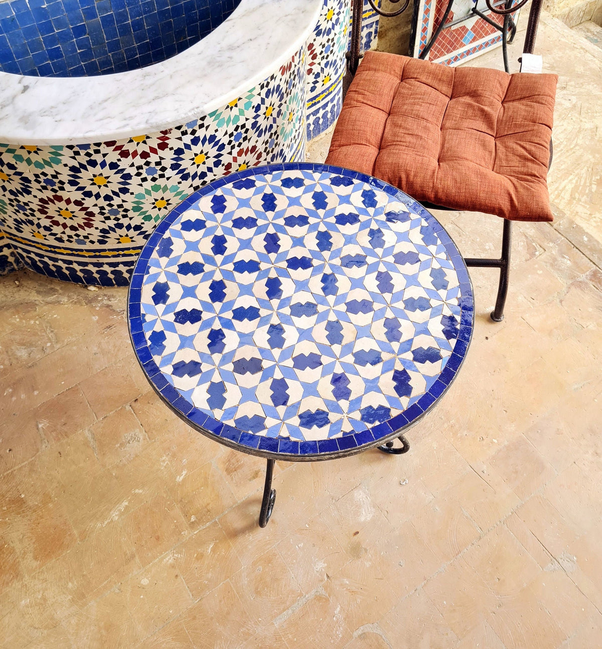 Blue Emerold Moroccan mosaic table | Bistro table | Arabic Table | Tea table | chocolate Oriental table |moroccan table design - Africancreates