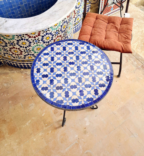 Blue Emerold Moroccan mosaic table | Bistro table | Arabic Table | Tea table | chocolate Oriental table |moroccan table design - Africancreates