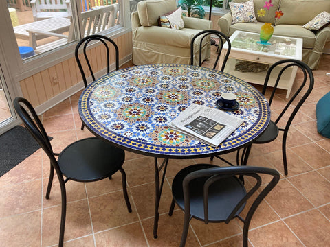 Blue Garden Moroccan mosaic table | Bistro table | Arabic Table | Tea table | chocolate Oriental table |moroccan table design - Africancreates