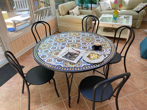 Blue Garden Moroccan mosaic table | Bistro table | Arabic Table | Tea table | chocolate Oriental table |moroccan table design - Africancreates