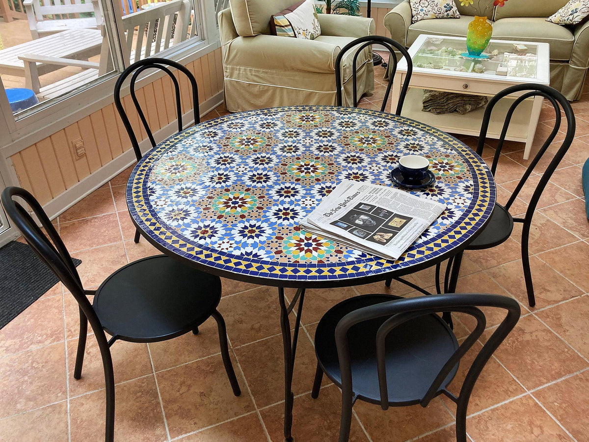 Blue Garden Moroccan mosaic table | Bistro table | Arabic Table | Tea table | chocolate Oriental table |moroccan table design - Africancreates