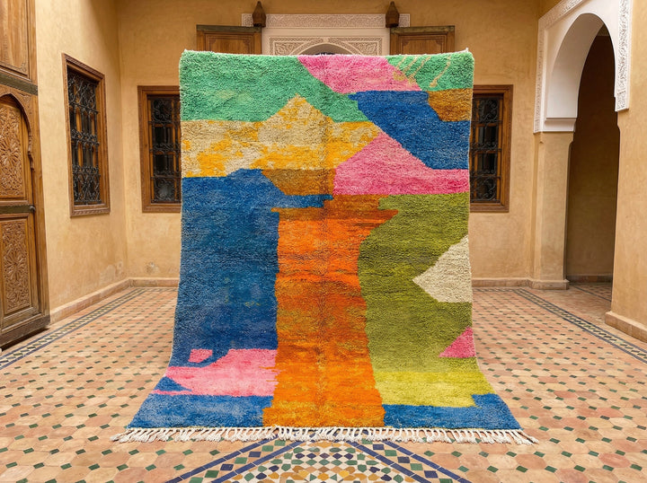 Bold Multicolor Asymmetric Block Patchwork Custom Moroccan Rug - Africancreates