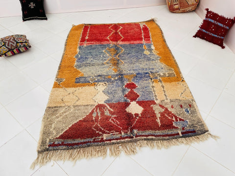 Boujad Moroccan Rug, Handmade Boujaad Rug, Authentic Moroccan Rug, Abstract Berber Rug, Orange Wool Rug, Sheep Wool Rug, Bohemian Rug. - Africancreates