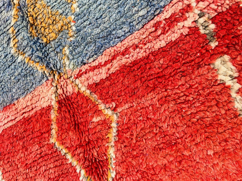 Boujad Moroccan Rug, Handmade Boujaad Rug, Authentic Moroccan Rug, Abstract Berber Rug, Orange Wool Rug, Sheep Wool Rug, Bohemian Rug. - Africancreates