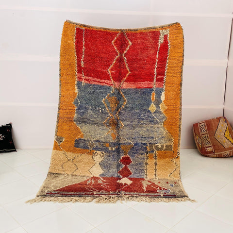 Boujad Moroccan Rug, Handmade Boujaad Rug, Authentic Moroccan Rug, Abstract Berber Rug, Orange Wool Rug, Sheep Wool Rug, Bohemian Rug. - Africancreates