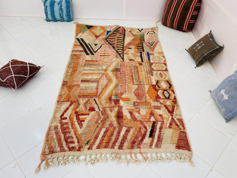 Boujad Moroccan Rug, Handmade Boujaad Rug, Authentic Moroccan Rug, Abstract Berber Rug, pink Wool Rug, Sheep Wool Rug, Bohemian Rug. - Africancreates