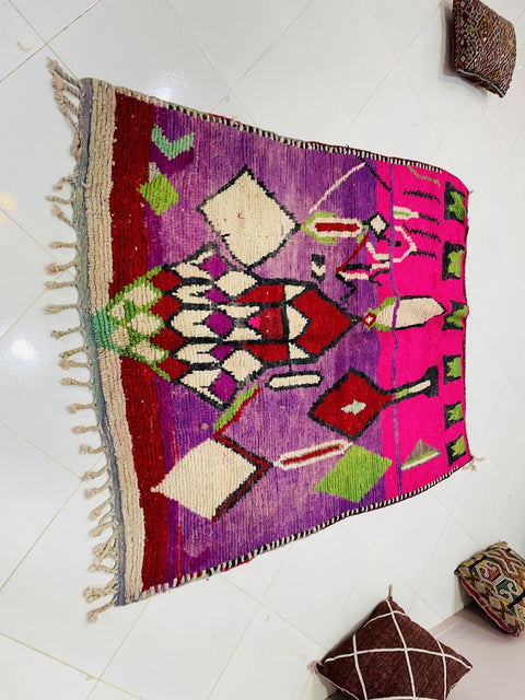Boujad Moroccan Rug, Handmade Boujaad Rug, Authentic Moroccan Rug, Abstract Berber Rug, Purple pink Wool Rug, Sheep Wool Rug, Bohemian Rug. - Africancreates