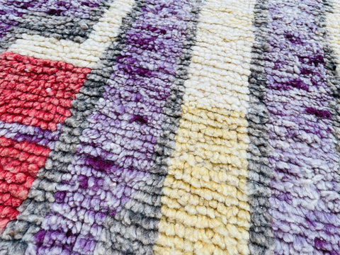 Boujad Moroccan Rug, Handmade Boujaad Rug, Authentic Moroccan Rug, Abstract Berber Rug, Purple pink Wool Rug, Sheep Wool Rug, Bohemian Rug. - Africancreates
