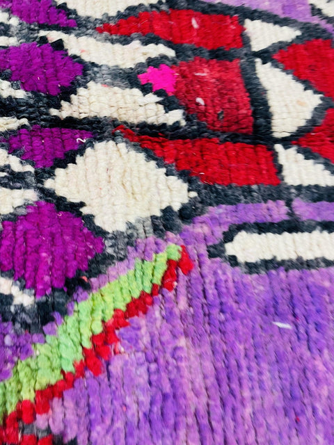 Boujad Moroccan Rug, Handmade Boujaad Rug, Authentic Moroccan Rug, Abstract Berber Rug, Purple pink Wool Rug, Sheep Wool Rug, Bohemian Rug. - Africancreates