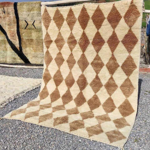 Brown Diamonds Moroccan rug , Beni ourain rug ,soft Wool rug , 8x10 rug ,beni mrirt rug, Area rug, rug for living room - Africancreates