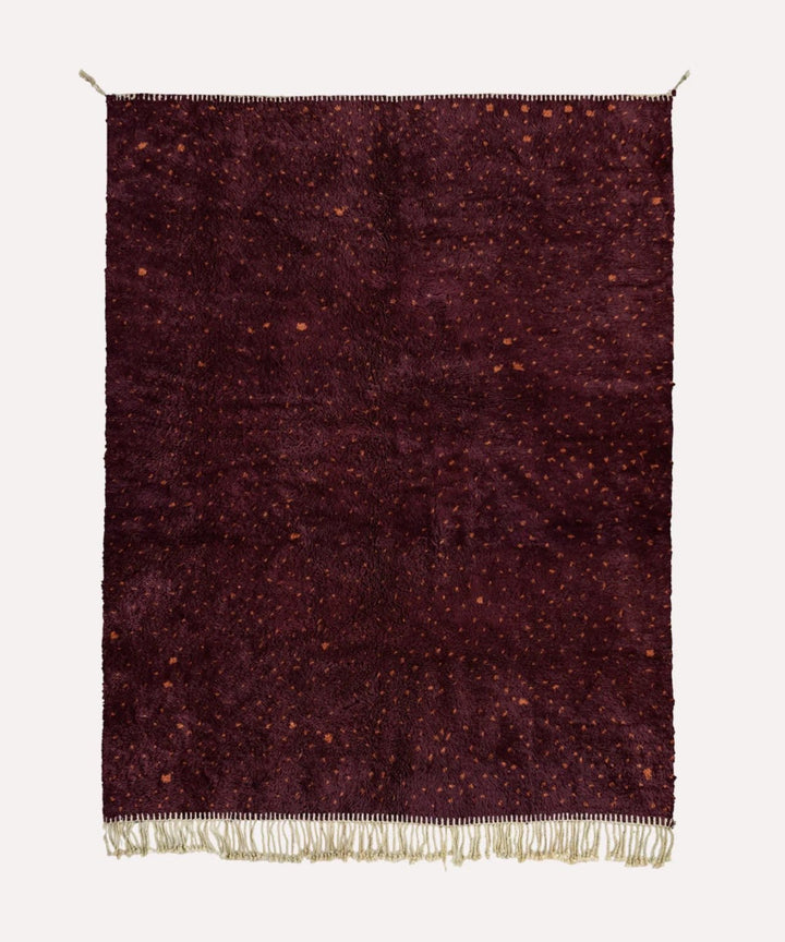 Burgundy Fine Mottled Field Custom Moroccan Rug - Africancreates