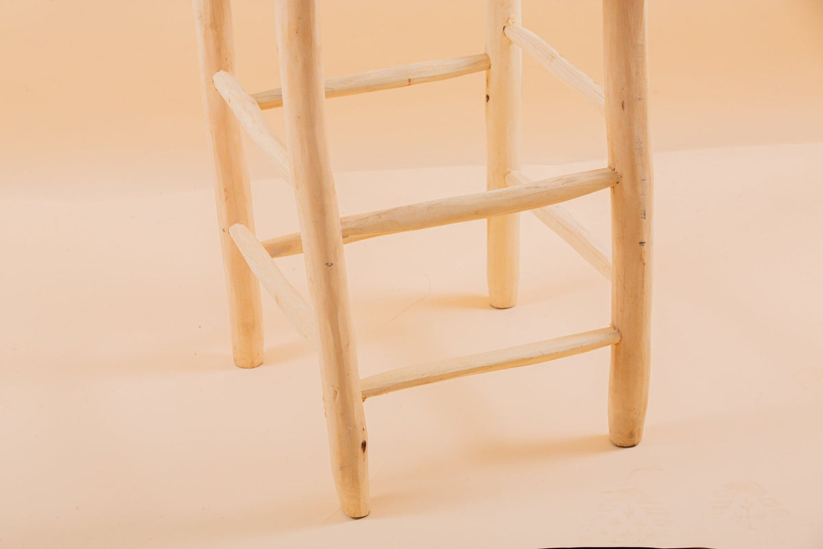 Chaise haute de bar en bois et corde, tabouret de bar - Africancreates