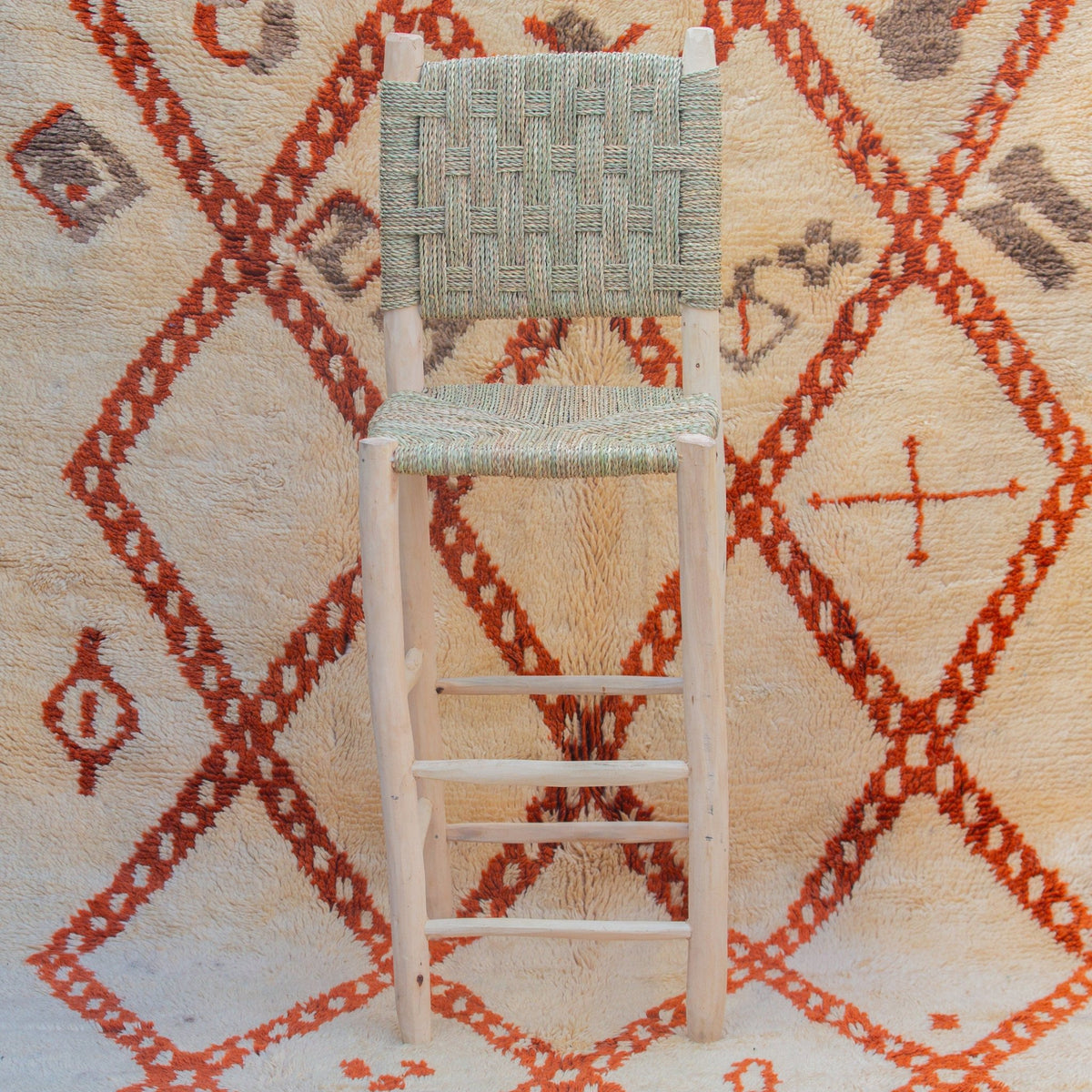 Chaise haute de bar en bois et corde, tabouret de bar - Africancreates