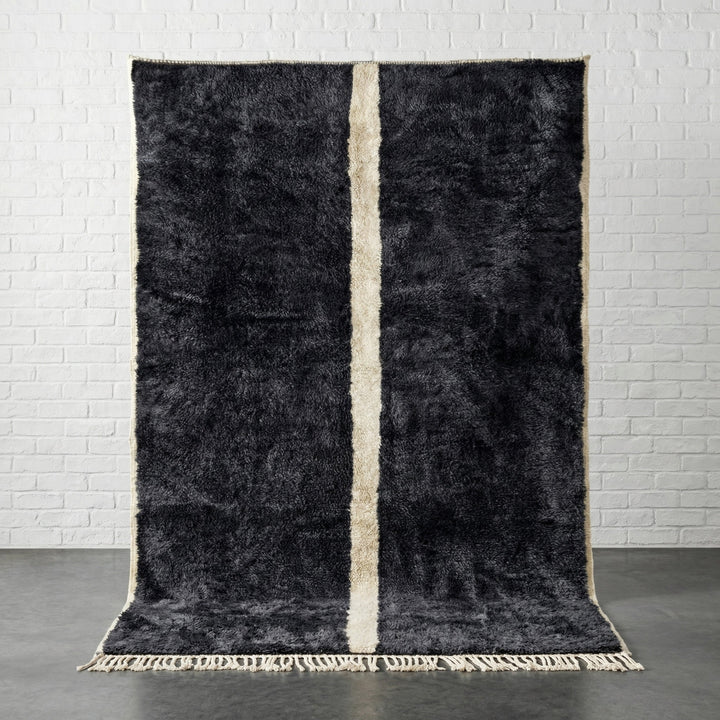 Charcoal & Cream Central Stripe Custom Moroccan Rug - Africancreates