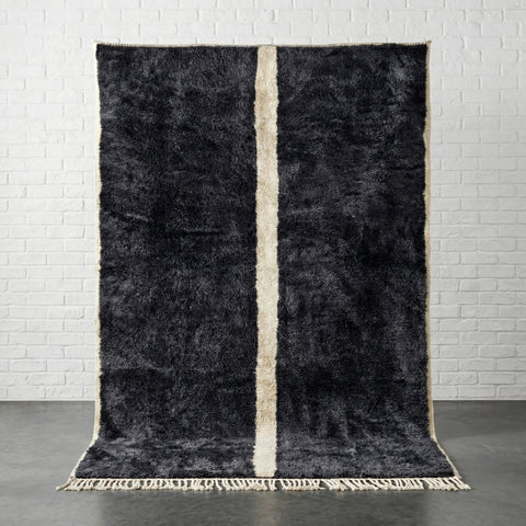 Charcoal & Cream Central Stripe Custom Moroccan Rug - Africancreates