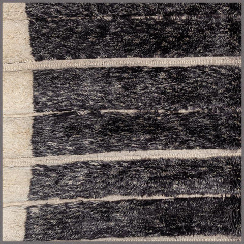 Charcoal & Ivory Fine Horizontal Bands Custom Moroccan Rug - Africancreates