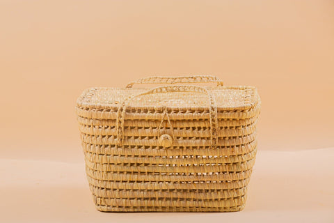 Coffre de rangement en osier - Coffre de rangement et panier en feuille de palmier 50 cm - Africancreates