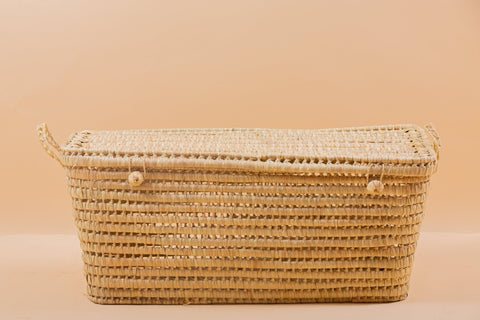 Coffre de rangement en osier - Coffre de rangement et panier en feuille de palmier 80 cm - Africancreates