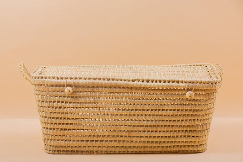 Coffre de rangement en osier - Coffre de rangement et panier en feuille de palmier 80 cm - Africancreates