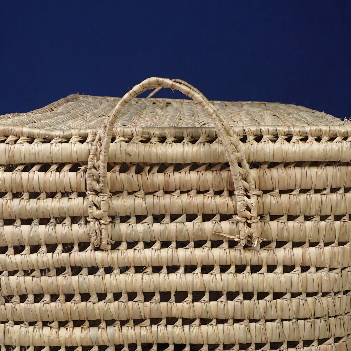 Coffre de rangement en osier - Coffre de rangement et panier en feuille de palmier 80 cm, je t'aime - Africancreates